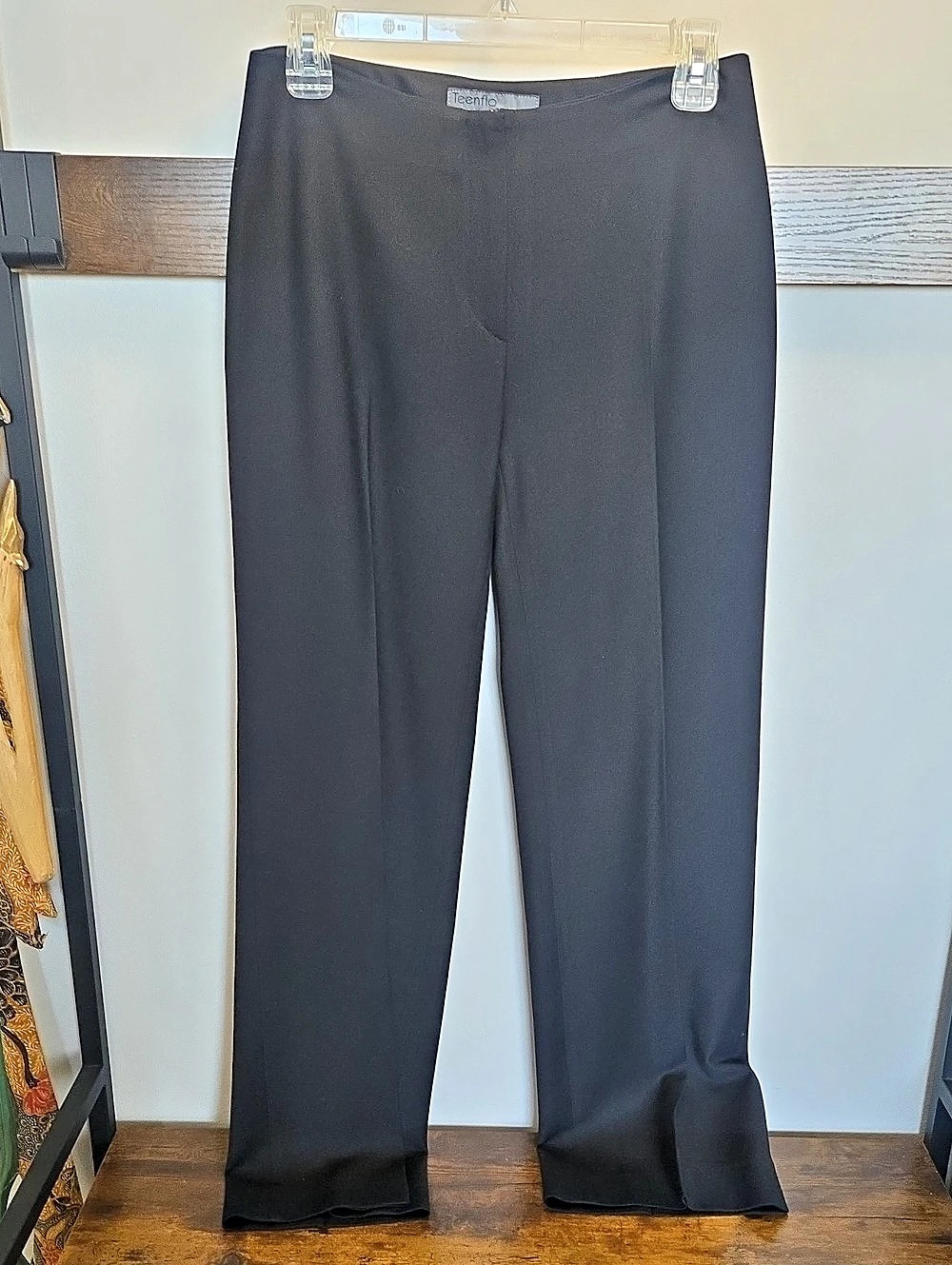 Classic Work Teenflo Wool Straight-Leg Trousers in Black